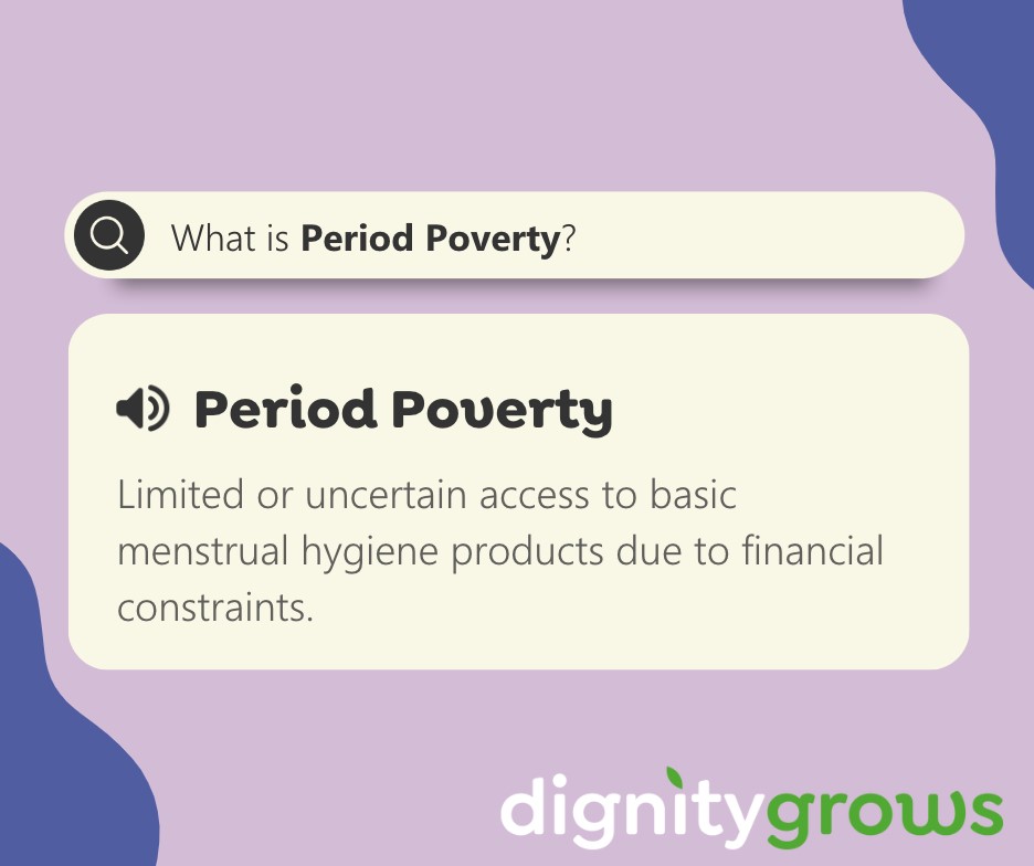 A definition of Period Poverty reads "limited or uncertain access to basic menstrual hygiene products due to financial constraints."